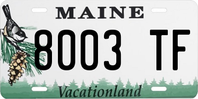 ME license plate 8003TF