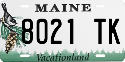 ME license plate 8021TK