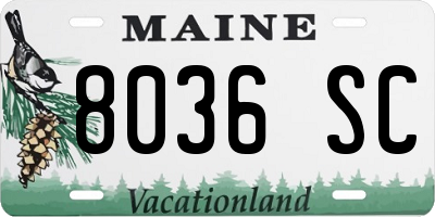 ME license plate 8036SC