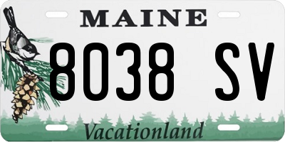 ME license plate 8038SV