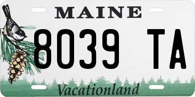 ME license plate 8039TA