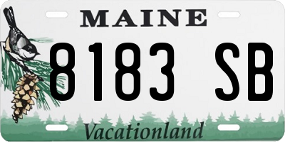 ME license plate 8183SB