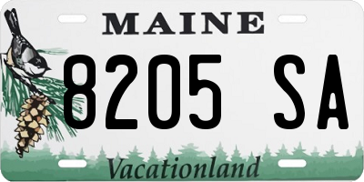 ME license plate 8205SA