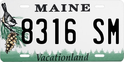 ME license plate 8316SM