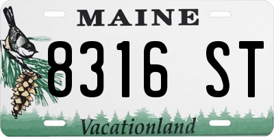 ME license plate 8316ST
