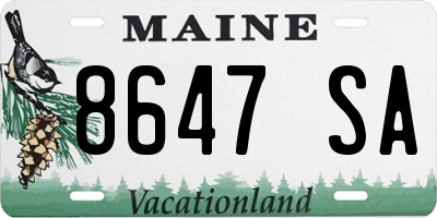 ME license plate 8647SA