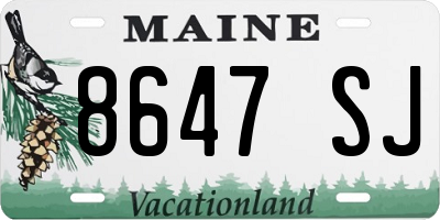 ME license plate 8647SJ