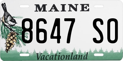 ME license plate 8647SO