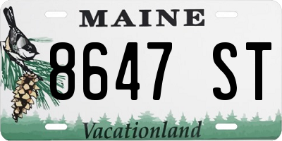 ME license plate 8647ST