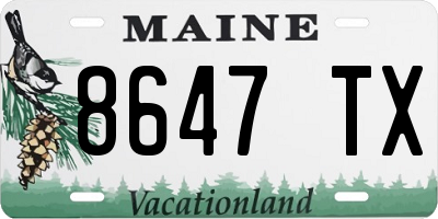 ME license plate 8647TX