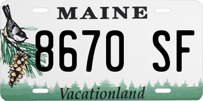 ME license plate 8670SF