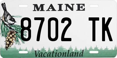 ME license plate 8702TK