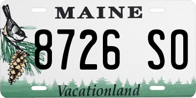 ME license plate 8726SO
