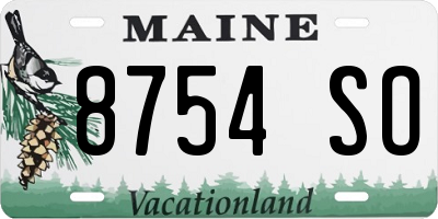 ME license plate 8754SO