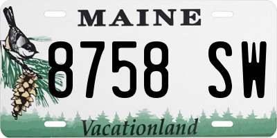 ME license plate 8758SW