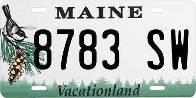 ME license plate 8783SW