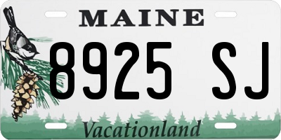 ME license plate 8925SJ