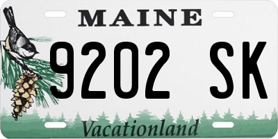 ME license plate 9202SK