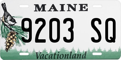 ME license plate 9203SQ