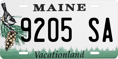 ME license plate 9205SA