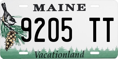 ME license plate 9205TT