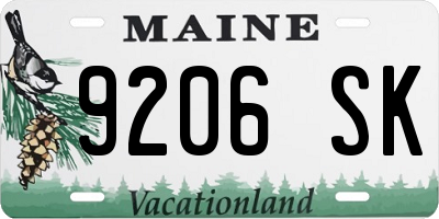 ME license plate 9206SK