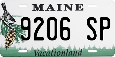 ME license plate 9206SP