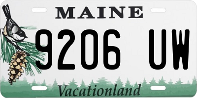 ME license plate 9206UW