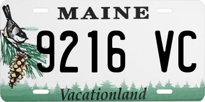 ME license plate 9216VC