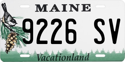 ME license plate 9226SV