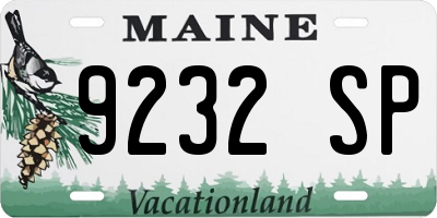 ME license plate 9232SP