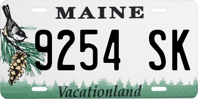 ME license plate 9254SK
