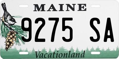 ME license plate 9275SA