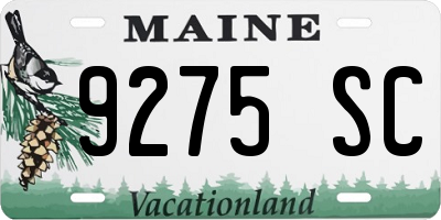 ME license plate 9275SC