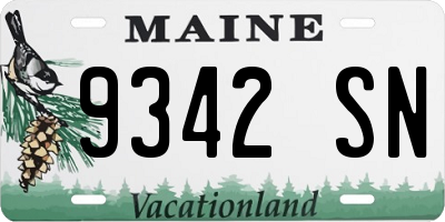 ME license plate 9342SN