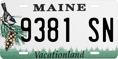 ME license plate 9381SN