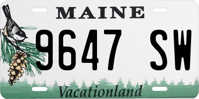ME license plate 9647SW