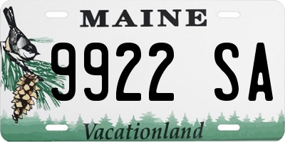 ME license plate 9922SA