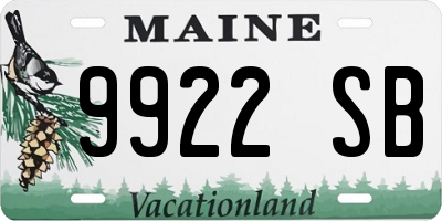 ME license plate 9922SB