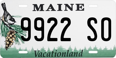 ME license plate 9922SO