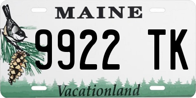 ME license plate 9922TK