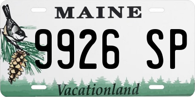 ME license plate 9926SP