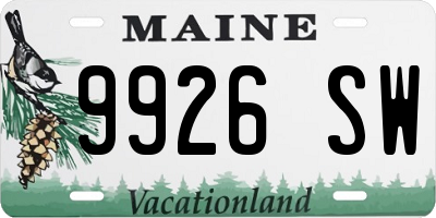 ME license plate 9926SW