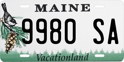 ME license plate 9980SA