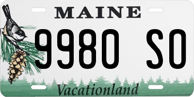 ME license plate 9980SO