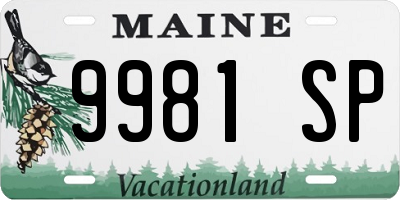ME license plate 9981SP