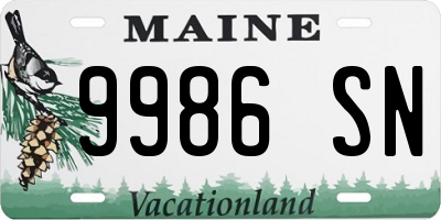 ME license plate 9986SN