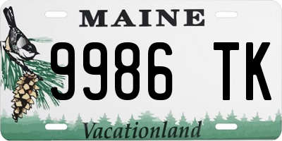 ME license plate 9986TK