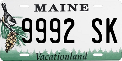 ME license plate 9992SK
