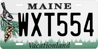 ME license plate WXT554